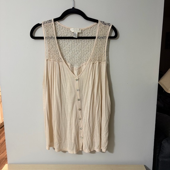 Forever 21 Tops - Forever 21 Cream Button-Front Lace Blouse